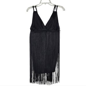 Lulu's Black Fringe Mini Dress